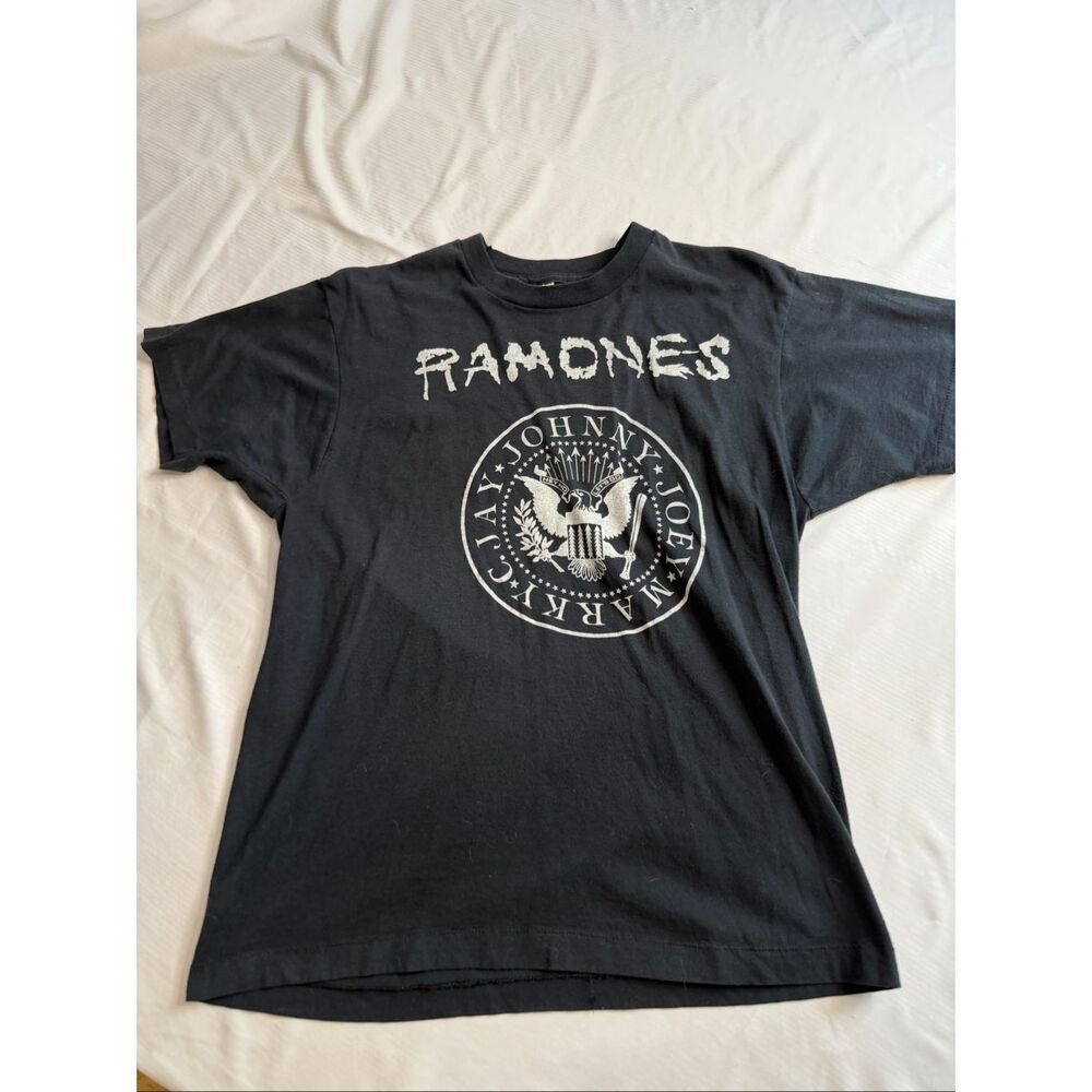 Rare 1980s Ramones Logo Screen Stars T-Shirt Richie Ramone Faded Black Large - Picture 2 of 8